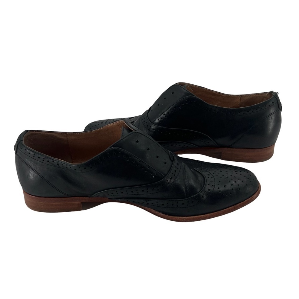 Joie Black Leather Lace Up Perforated Oxford Loafer Shoes Size 36 1/2 Women's